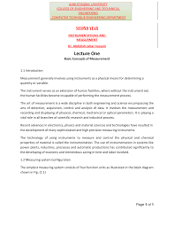 SECOND YEAR Lecture One