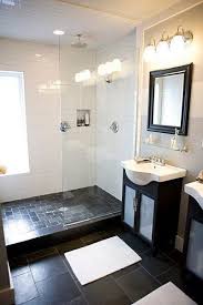 Shower Door Idea Dark Floor Continued Into Shower In Smaller Pattern Bathrooms Remodel Small Bathroom Bathroom Inspiration