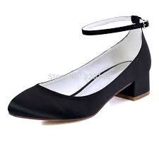Black Block Heels Closed Toe Fc1613 Shoes Woman Black Closed Toe Block Heel Ankle Strap Low Comfort Heel Satin Bride Lady Wedding Bridal Even Best Bridal Shoes Wedding Shoes Low Heel Heels