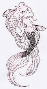 Two Cool Koi Fish Ink Drawing Koi Fish Drawing Koi Tattoo Design Fish Drawings