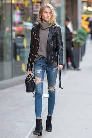 Leatherjacket Cowlnecksweater Texturedsweater Chelseaboots Docs Bluejeans Fashion Casual Outfits Leather Jacket Outfits