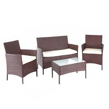 Die sitzgruppe im garten bietet die möglichkeit, angenehme stunden im freien zu verbringen. Poly Rattan Garten Garnitur Hwc D82 Sitzgruppe Lounge Set Braun Meliert Mit Kissen Creme