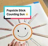 Sun Ray Numbers Activity for Children: Counting Popsicle Sticks