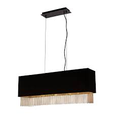 Mid century modern style rotatable 3 light pendant light with metal shade in matte black/gold for living room and kitchen lighting. Searchlight Lighting Fringe Rectangular Ceiling Pendant Light In Black And Gold Finish 8724 4bk Lighting From The Home Lighting Centre Uk