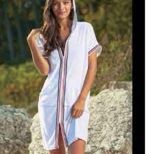 Zip Front Hooded Terry Beach Cover Up