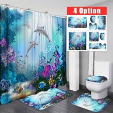 You'll receive email and feed alerts when new items arrive. 3d Printing Bathroom Set Romantic Underwater World Waterproof Bathroom Dolphin Shower Curtain120x180cm 150x180cm 180x180cm 180x200cm Toilet Seat Cover Mat Non Slip Floor Mat Rugs Bathroom Set Wish