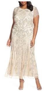 Pisarro Nights Beaded Short Sleeve Column Gown With Images Evening Dresses Plus Size