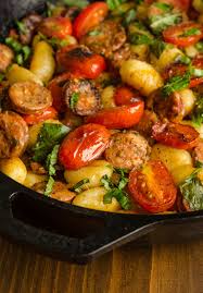 Recipe Gnocchi Skillet With Chicken Sausage Tomatoes Recipe Tomato Recipes Recipes Romantic Meals