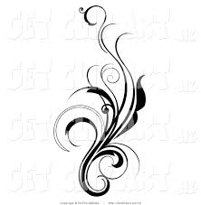 Black And White Line Art Design Clip Art Of An Elegant And Curly Black And White Design Scroll Growing Up Black And White Design Swirl Tattoo Clip Art