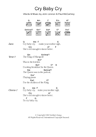 Cry Baby Cry Sheet Music The Beatles Guitar Chords Lyrics