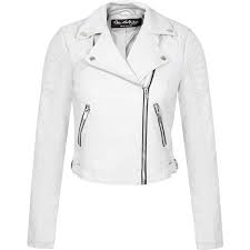 Miss Selfridge White Cropped Biker Jacket 48 Liked On Polyvore Featuring Outerwear Jacket Leather Jackets Women White Leather Jacket White Cropped Jacket