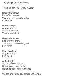 Ì•„ë¯¸ì‚´ë¡± Á´€Ê€á´Ê Sá´€ÊŸá´É´ On Twitter Taehyung S Christmas Song Lyrics Translation Thegroup Bts Pcas Bts Twt