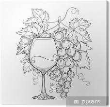 Avec notre moteur de recherche. Tableau Sur Toile Tas Vecteur De Raisin Feuilles De Vigne Et Fleuri En Noir Wineglass Isole