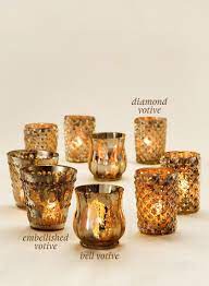3in Antique Silver Embellished V Votive Holder Set Of 6 Mercury Glass Candle Holders Mercury Glass Candles Glass Votive Holders