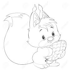 Maybe you would like to learn more about one of these? Cute Squirrel In Cartoon Style Holds A Big Bump In Its Paws Coloring Outline Drawing Isolated Object On A White Background Vector Illustration Royalty Free Cliparts Vectors And Stock Illustration Image 143506328