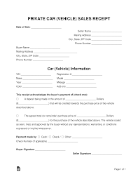 Free Vehicle Private Sale Receipt Template Pdf Word Eforms Free Fillable Forms