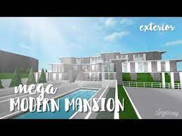 Bloxburg Mega Modern Mansion 100k Exterior Speedbuild Youtube Modern Mansion Mansions Bloxburg Mansion