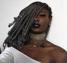 Black And Grey Box Braids On Dark Skin 16 Trendy Hairstyles Color Box Braids Hairstyles Braids Short Box Braids Grey Box Braids Hair Styles