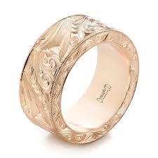 18k Rose Gold Custom Hand Engraved Wedding Band 103287 Seattle Bellevue Joseph Jewelry Wedding Band Engraving Hand Engraved Wedding Band Matching Wedding Rings
