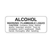 Hazard Label (Paper, Permanent) Alcohol Warning: 2 1/4"x7/8" White - 1000 Labels per Roll