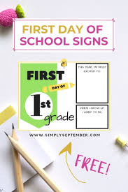 A ruler and a golden border are featured in this free, printable certificate of promotion for teachers and fourth graders. First Day Of School Signs Free Printables Simply September