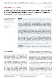 PDF) Minimally invasive approach and posterior instrumental arthrodesis in  earthquake-related vertebral fractures