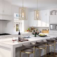 A basic rule of thumb is to use approximately 25% of the length of the island to find the right sized pendant. Modern Glam Gold Pendant Lights For Kitchen Island Dining Room Overstock 30082198