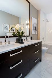 Black And White Marble Floor Bathroom Atmosphere Interior Design Bathrooms Gray Walls Gray Wall Color Black And White Floral Art Ma Bathroom Interior Design Bathroom Interior Bathroom Design