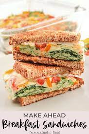 Make Ahead Veggie Egg Sandwiches Fannetastic Food Vegetarian Breakfast Vegetarian Breakfast Recipes Egg Sandwiches