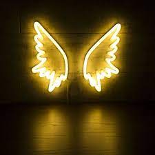 Angel Wings Neon Sign Wall Light White Neon Signs Neon Sign Bedroom Neon
