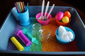 A Vibrant Coloured Rice Activity Bin For Sensory Play Happy Hooligans Rainbow Rice Sensory Play Sensory Bins