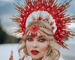 Corona de halo roja, diadema roja, halo, corona de halo, tocado de halo,  diadema de halo, faros de halo, halo rojo, tocado, Halloween, corona, tiara