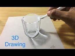  Water Glass Drawing In 3d How To Draw Glass In 3d Youtube Water Glass 3d Drawings Drawings