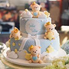 Cake made for a teddy bear themed baby shower with matching cupcakes and cake pops. Baby Boy Teddy Bears Cake For Baby Showers Baptisms Craftidea Org Baby Birthday Cakes Baby Shower Cakes For Boys Baby First Birthday Cake