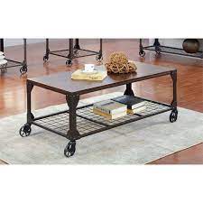 Rustic coffee table with casters cool tables decorating farmhouse. Furniture Of America Benellie Metal Coffee Table With Casters In Black Walmart Canada
