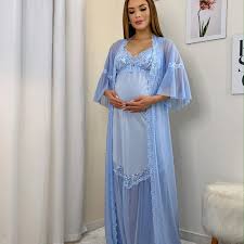 Camisola Longa Com Robe Para Maternidade Pin Em Lingerie Roupas Confortaveis Para Ficar Em Casa