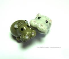 Cute Glass Hippo S Handmade Glass Beads Lampwork Beads Glass Beads