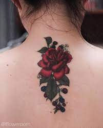 Little Tattoos Red Rose Tattoo On The Upper Back Tattoo Artist Hinh Xăm Hinh Xăm Hoa Hồng Xăm
