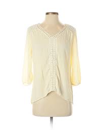 details about xhilaration women ivory 3 4 sleeve blouse s