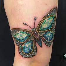 Thanks Peg Jewel Butterfly Killerink Fusionink Edinburgh Semper Sempertattoo Jewel Tattoo Gem Tattoo Tattoos