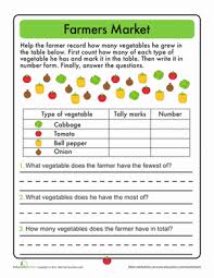 Tally Time At The Farmers Market Worksheet Education Com Farmers Market First Grade Math Worksheets Picture Graph Worksheets