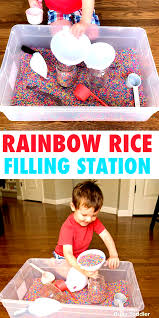Make A Rainbow Rice Sensory Bin For Toddlers And Preschoolers A Quick Easy Activity Toddler Learning Activities Easy Toddler Activities Toddler Activities