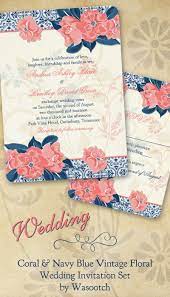 Coral Navy Blue Vintage Floral Wedding Invitation Zazzle Com In 2021 Coral Wedding Invitations Vintage Floral Wedding Invitations Floral Wedding Invitations