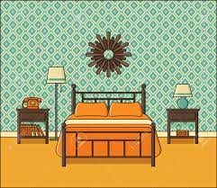 Modern design of cozy bedroom interior in isometric style. Bedroom Interior Vector Hotel Room In Flat Design Retro Home Royalty Free Cliparts Vectors And Stock Illustration Image 97388151