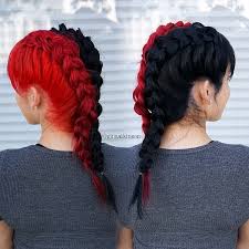 Split Dyed Hair Black And Blue Instagram Hair Styles Hair Color For Black Hair Dyed Hair