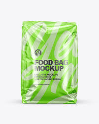 Metallic Food Bag Mockup Front View In Bag Sack Mockups On Yellow Images Object Mockups