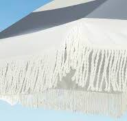 AMMSUN 7ft Patio Fringe Umbrella,Gray Stripes | AMMSUN Beach ...