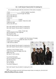 Song By U2 I Still Haven T Found What I M Looking For English Lessons Learn English Songs