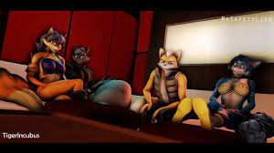 2boys 2girls 3d animated anthro on anthro anthro penetrated  anthro penetrating anthro penetrating anthro areola areolae blowjob  carmelita fox crossover deepthroat double paizuri double penetration double  titfuck fellatio foursome