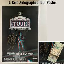 J cole forest hills drive homecoming concert silk canvas poster 13x20 32x48 inch. J Cole Autographed 2014 Forrest Hills Drive Tour Poster Jcole